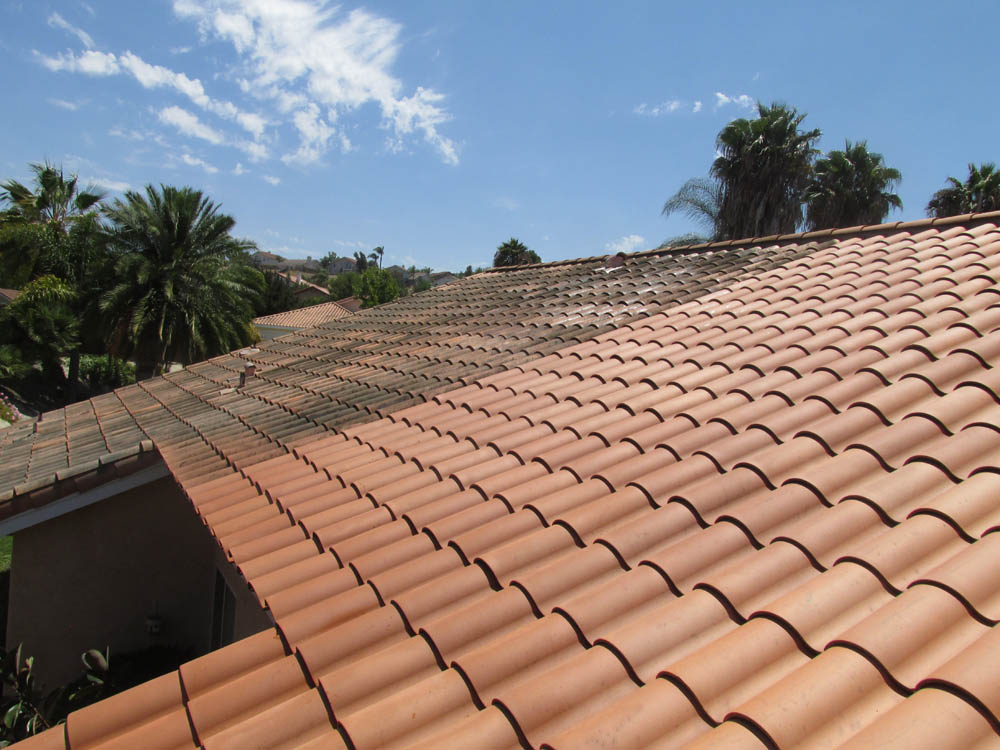Roof Cleaning Terra Cotta Roof Tile Before & After